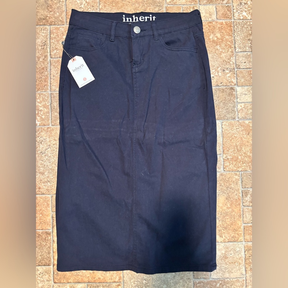 Inherit Navy Midi Skirt - Classic Pencil Style